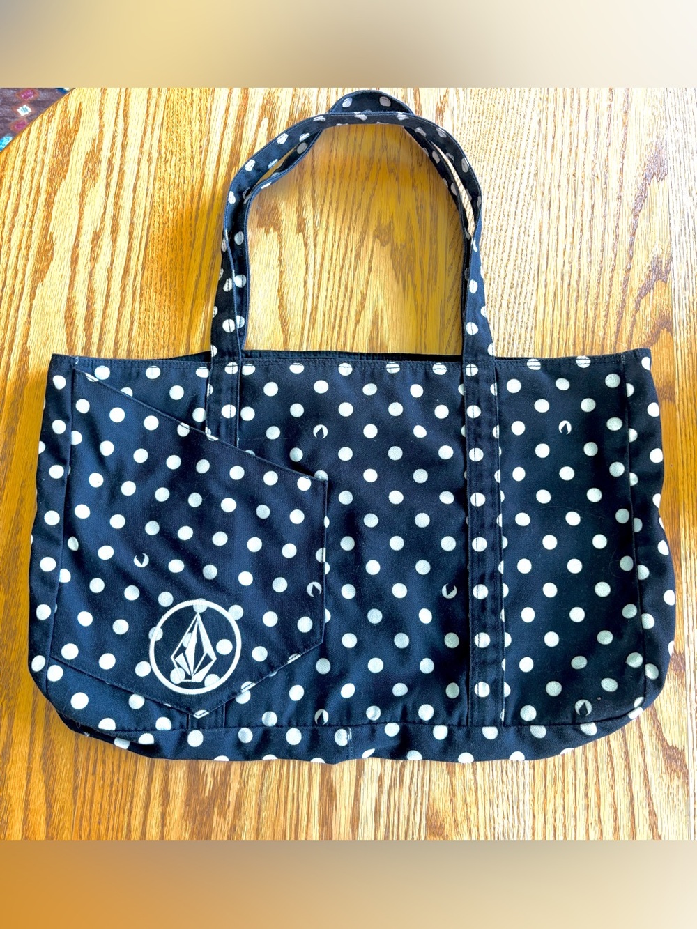 Volcom Black and White Polka Dot Tote